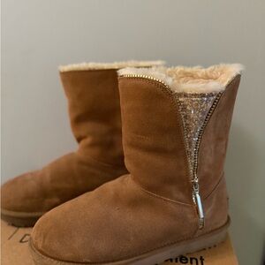 UGG Tan Suede Boots with Logo Detail